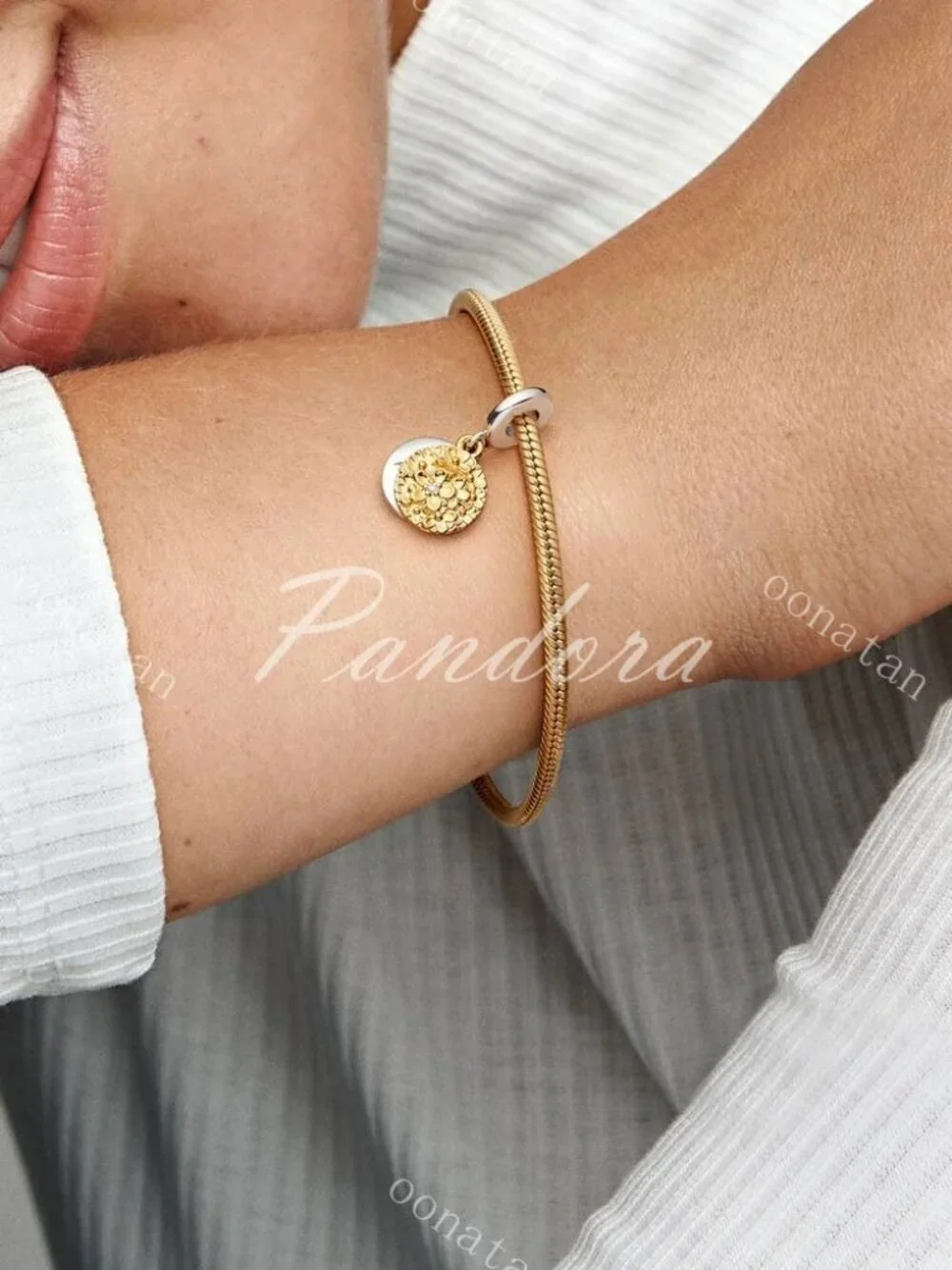 My Pandora Two-tone Daisy Double Dangle Charm